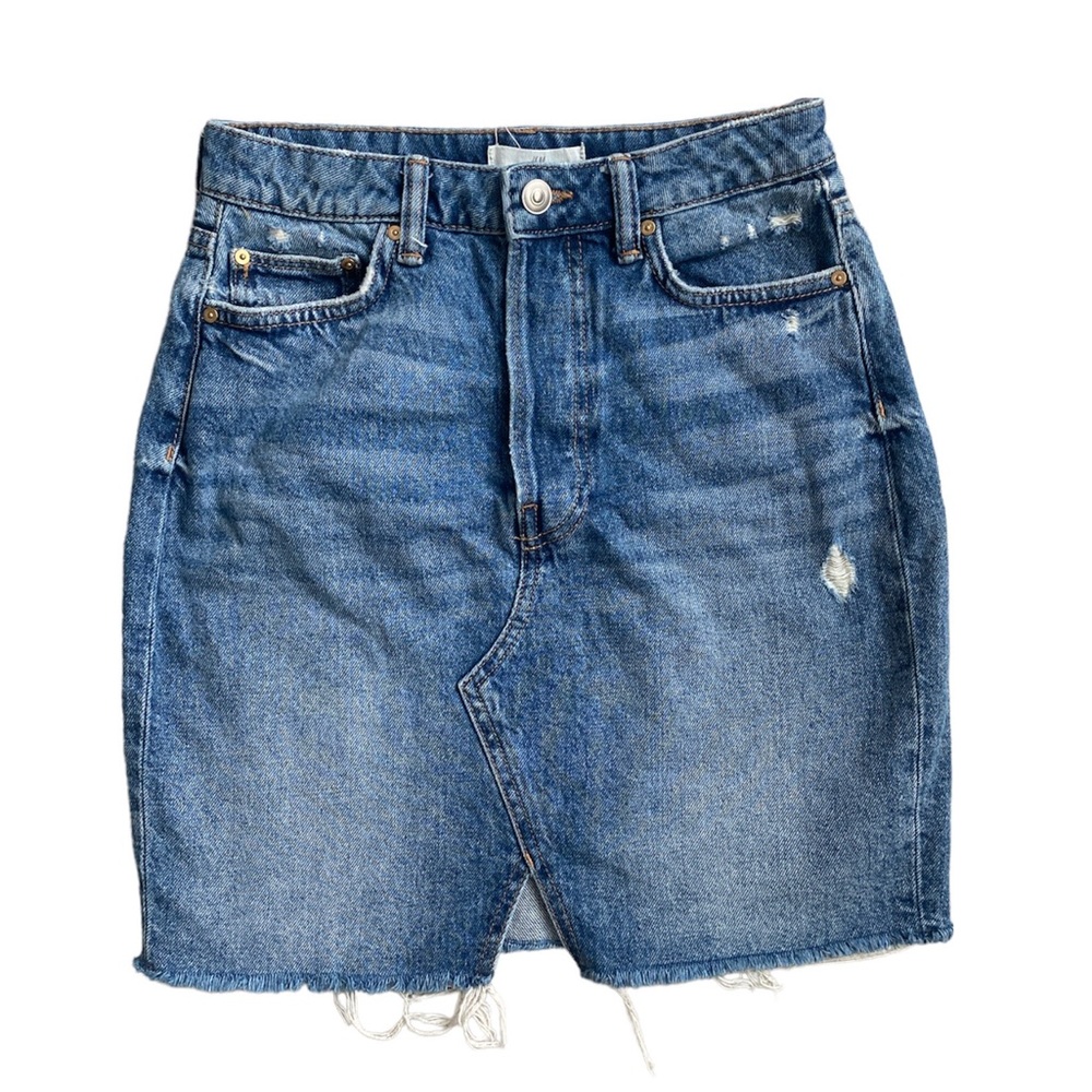 H&M Denim Light wash Blue Jean Mini Skirt Size 2